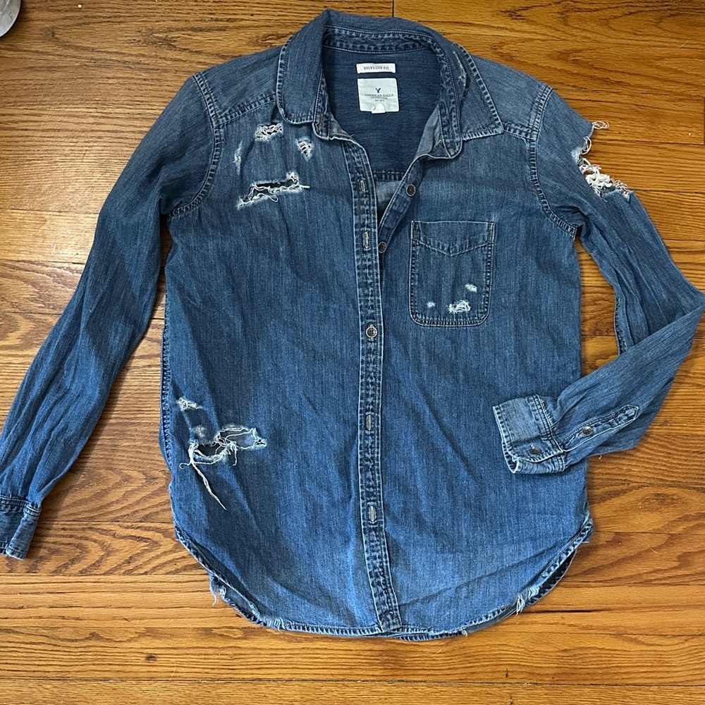 American Eagle Outfitters Blue Denim Shirt